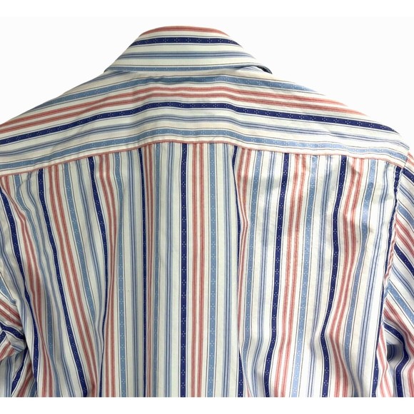 Robert Graham Blue Purple Striped Button Up Shirt Embroidered Cuffs Sz 39/15.5 - Picture 5 of 12